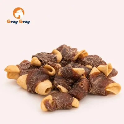 dried apples wrapped around duck meat