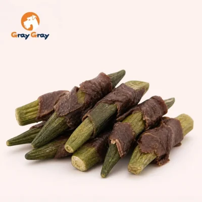 duck meat wrapped around okra