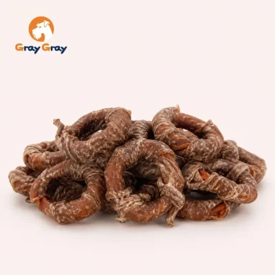 pumpkin strips wrapped around duck meat