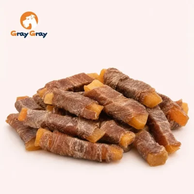 sweet potato strips wrapped around duck meat